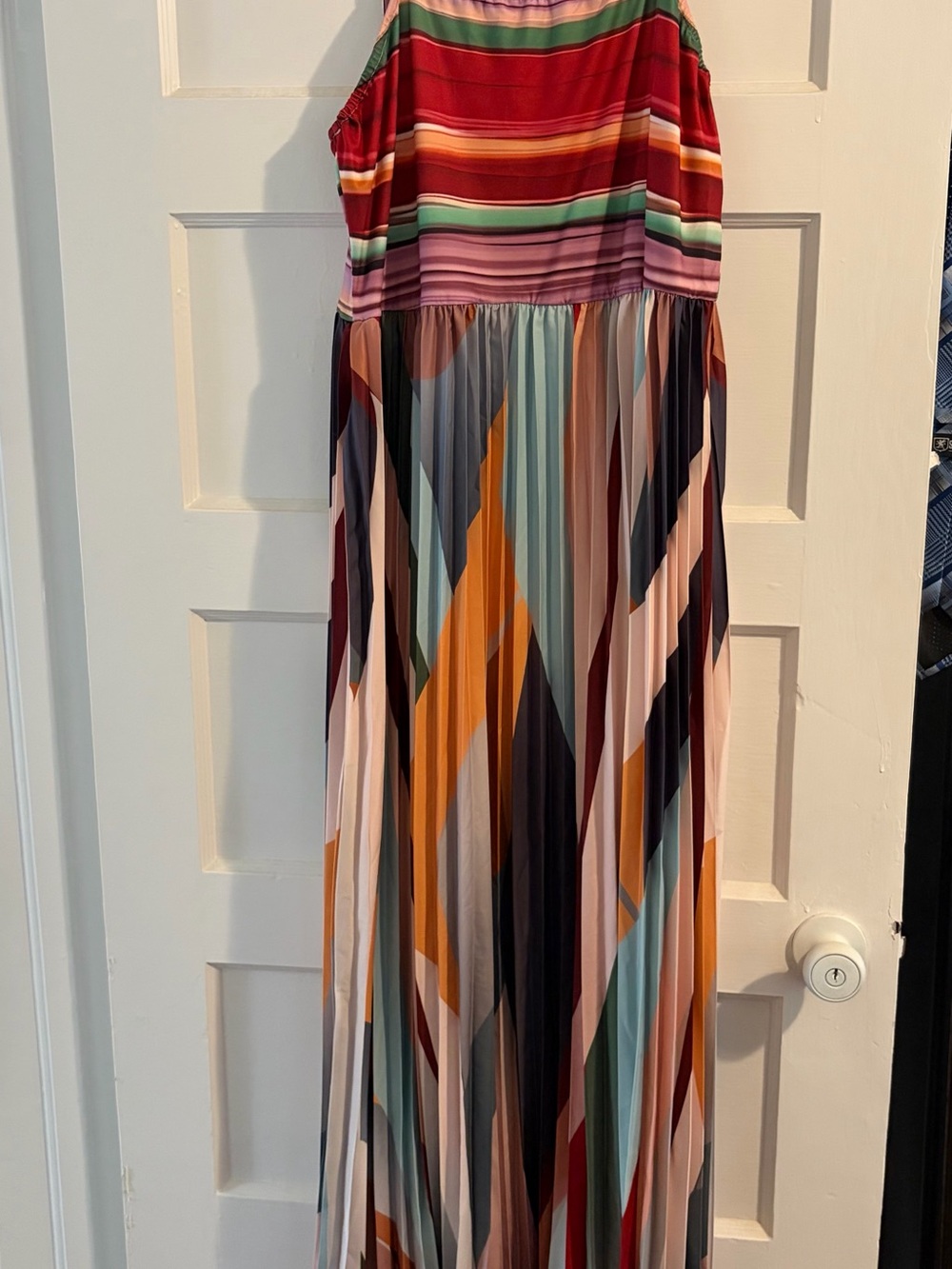 SHEIN Multicolor Striped Pleated Maxi Dress - Vibrant Stripe